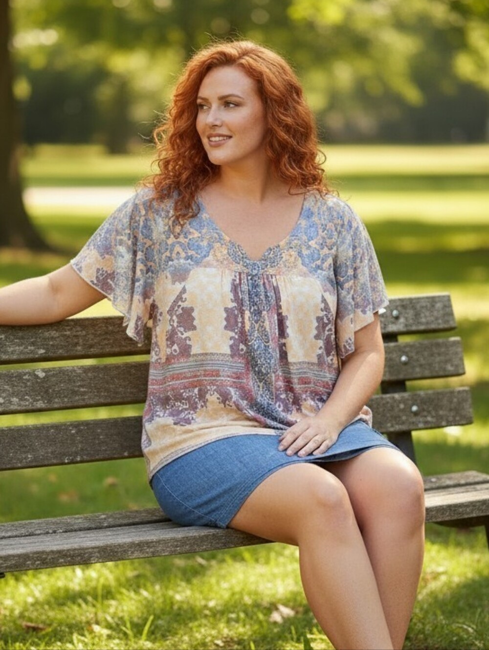 LIVE AND LET LIVE Yellow Multi-Pattern Lace Yoke Blouse